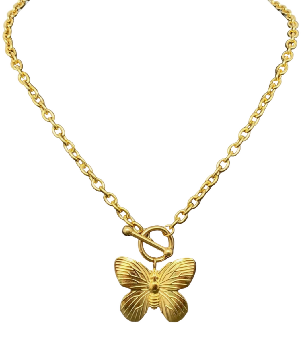 18K Butterfly Pendant Necklace