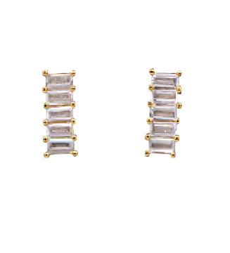14K CZ Baguette Earrings