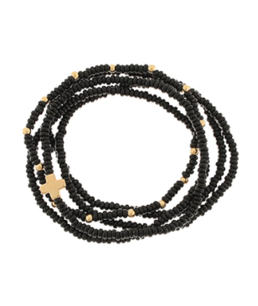 Black Gold Cross Bead Set