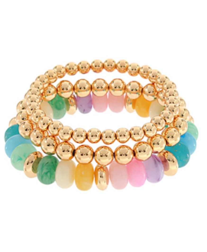 Rondelle Bracelet Stack: Pink