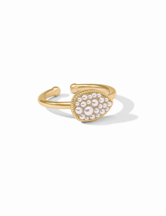 JV Pave Stacking Ring: Pearl