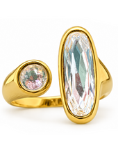 Load image into Gallery viewer, CZ Inlaid 18k Ring: 7