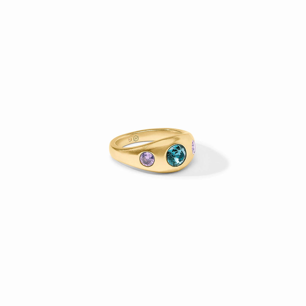 JV Rainbow Blue Signet Ring: Size 7