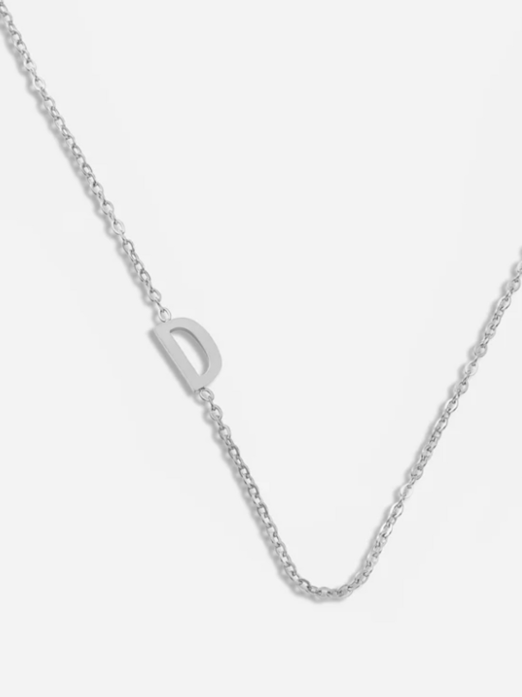 Side Letter Necklace: Silver Multi Letters